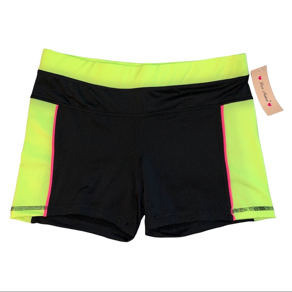 Basic Black & Lime Green Athletic Shorts